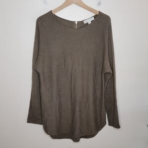 MICHAEL Michael Kors | Brown Tunic Sweater Zip Back Rounded Hem Size Medium